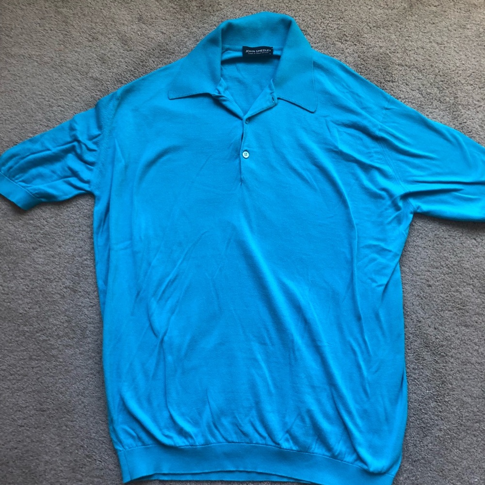 John Smedley British Sea Island Cotton Polo - Teal - Size L